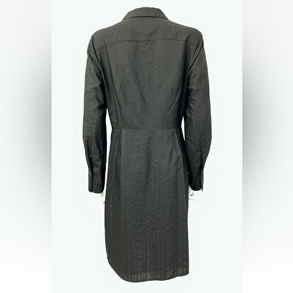 Rebecca Taylor Tailored Black Dobby Stripe Tie Waist Shirt Dress Size 2 preloved - Picture 8 of 16